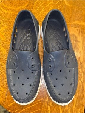 Sperry Navy Perforated Slip-On Boat Shoes